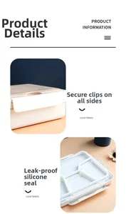 Detail showing leak-proof silicone seal and tight buckles of the stainless steel lunch box