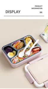 Boîte à déjeuner rose en acier inoxydable à 5 compartiments avec set de couverts inclus