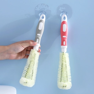 Extendable bottle brush set with wall hook for cleaning glassware and baby bottles