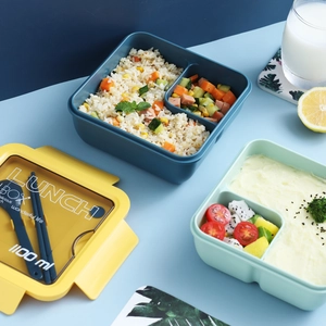 Portapranzo giapponese da 1100ml con posate e scomparti per studenti e ufficio