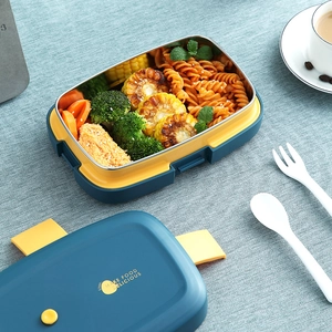Insulated 304 stainless steel lunch box with dividers and dual-layer thermal design
