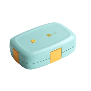 Insulated stainless steel 304 lunch box with mint green lid and airtight yellow buckles