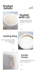 Detail view of the sealing silicone ring and portable handle on a white breakfast cup