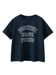 T-Shirt In Cotone Per Ragazzi Traspirante A Maniche Corte Girocollo Stampa Lettere Top Casual Per Adolescenti