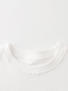 Kids cotton short-sleeve white T-shirt featuring a ribbed crew neck and clean stitching