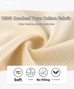 Détail du tissu en coton peigné 180G montrant la texture douce et la qualité respirante