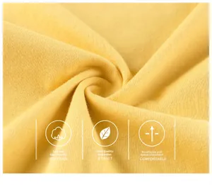 Close-up of yellow soft cotton fabric texture showing Grade A quality and breathability