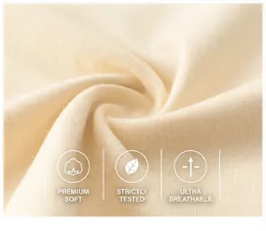 Gros plan du tissu en tricot beige doux avec certification de sécurité de classe A