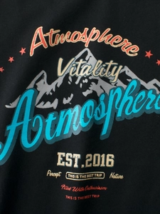 Boys' black cotton T-shirt featuring retro outdoor mountain graphic print
