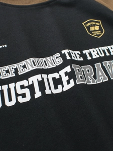 Boys black cotton short-sleeve T-shirt with high-quality Justice Brave graphic print