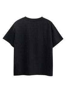 Minimalistisches schwarzes Baumwoll-T-Shirt für Kinder und Erwachsene in lockerer Passform