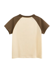 T-shirt raglan à manches courtes pour enfants avec manches marron et dos crème