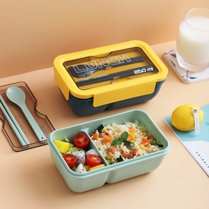 Japanese style 850ml microwaveable lunch box set with portable utensils for office workers