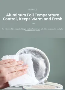 Detail showing high-quality waterproof aluminum foil lining for easy cleaning of the lunch bag