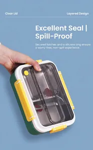 Macro detail of leak-proof silicone seal on 304 stainless steel bento lunch box