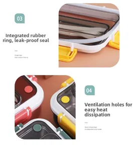 Detail view of the leakproof silicone seal and air vent on the stainless steel bento box
