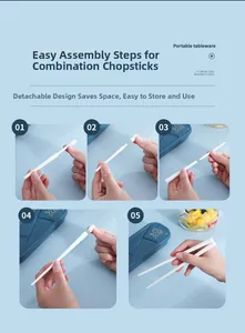 Detail guide of detachable travel chopsticks with a compact blue storage case