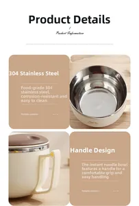 Detail view of SUS304 stainless steel interior and cream exterior with handle