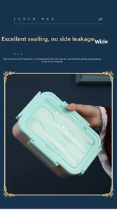 Leak-proof bento box with built-in silicone ring for sealing and nested cutlery set