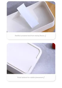 Detail view of the removable divider and thickened stable base of the lunch box