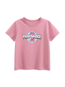 Kids Girls T-Shirt Cotton Cartoon Fruit Juice Print Round Neck Short Sleeve Summer Casual Soft Comfortable Clothing