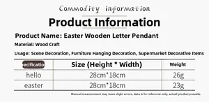 Detailed size specifications for Easter wooden hello and easter hanging signs