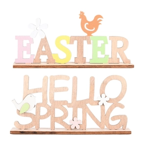 Décorations de table en bois Easter et Hello Spring avec fleurs et oiseaux pastel