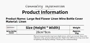 Detailed size specifications for Christmas linen wine bottle sleeve with dimensions