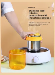 Close-up of 304 stainless steel inner cup being heated on a portable induction cooker