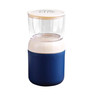 Bol petit-déjeuner bleu en acier 304 avec compartiment transparent pour céréales et lait