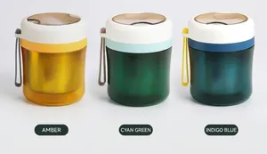 Three colorful 304 stainless steel insulated cups with carry handles and lids