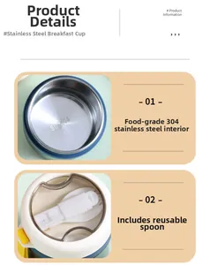 Detail showing the SUS304 stainless steel interior and the included reusable spoon