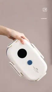 Close-up of beige bento box with silicone seal ring showing leak-proof design in action