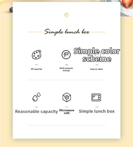 Detail view of microwave-safe PP lunch box showing easy-to-clean material and capacity