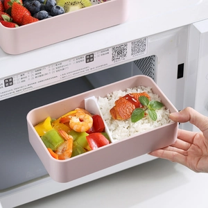 Portapranzo bento giapponese rosa a due strati con divisori per microonde e pasti