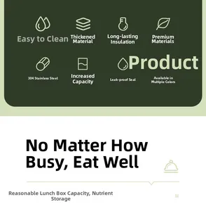 Detailed features of 304 stainless steel lunch box showing leakproof seal and insulation