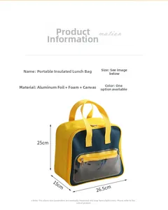 Detail of insulated lunch bag with aluminum foil lining and front zipper pocket