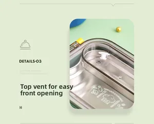 Top vent hole detail on 304 stainless steel lunch box lid for pressure release