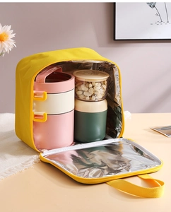 Detail of insulated lunch bag with thick aluminum foil lining and spacious interior