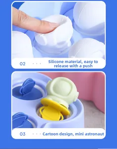 Detail of flexible silicone astronaut ice mold showing easy release and cartoon shape
