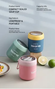 Detail of insulated stainless steel breakfast cups with portable handles and spoon storage