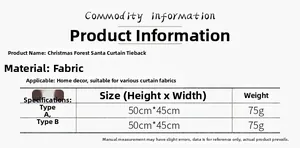 Detailed size and material chart for Christmas gnome curtain buckle home decoration
