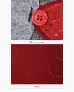 Detailed view of handmade Christmas table runner felt with button and sequin accents