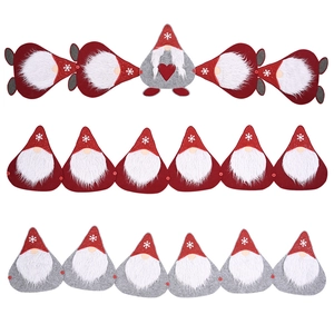 Christmas gnome hanging banner set with red and grey felt ornaments for festive decor