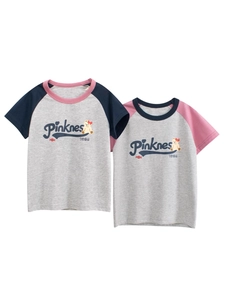 Girls Raglan T-Shirt 100% Cotton Short Sleeve Cartoon Bear Print Casual Summer Tops For Toddler Little Kids