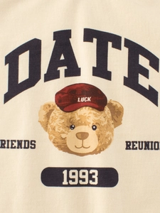 Kids cotton t-shirt with vintage teddy bear graphic and 1993 print in cream white
