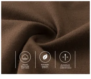 Macro shot of breathable brown cotton knit fabric showing soft texture and A-level quality