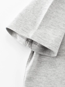 Heather grey cotton short sleeve T-shirt for toddlers featuring fine stitching details
