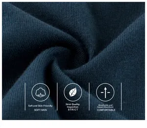 Dettaglio del tessuto in maglia di cotone blu scuro con texture traspirante e morbida