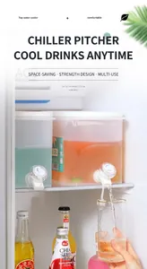 Detailed macro view of 5.0L cold water kettle with spigot dispenser inside a refrigerator